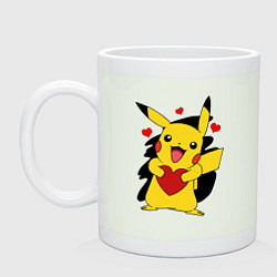 Кружка керамическая ПИКАЧУ И СЕРДЕЧКО POKENON PIKACHU LOVE, цвет: фосфор