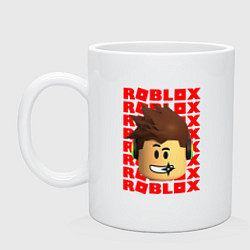 Кружка керамическая ROBLOX RED LOGO LEGO FACE, цвет: белый