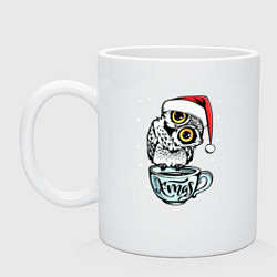 Кружка керамическая X-mas Owl, цвет: белый