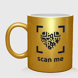 Кружка керамическая Scan Me - Heart, цвет: золотой