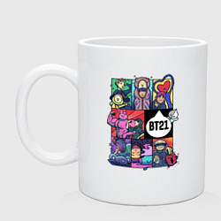 Кружка керамическая BT21 POP-ART, цвет: белый