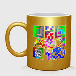 Кружка керамическая Color QR, цвет: золотой