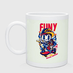 Кружка керамическая Скелетон на скейте, цвет: фосфор