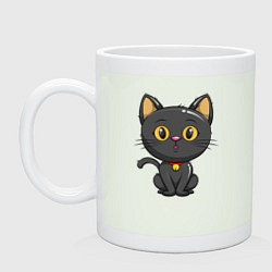 Кружка керамическая Черный маленький котенок, цвет: фосфор