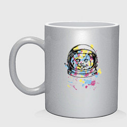 Кружка керамическая Кот в космосе! Space CAT, цвет: серебряный
