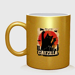 Кружка керамическая Котзилла 0001, цвет: золотой