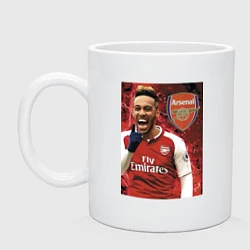 Кружка керамическая Arsenal, Pierre-Emerick Aubameyang, цвет: белый