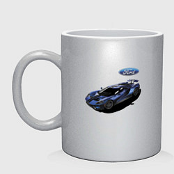 Кружка керамическая Ford Racing team Motorsport, цвет: серебряный