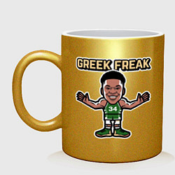 Кружка керамическая Greek - Freak, цвет: золотой