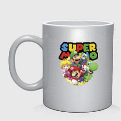 Кружка керамическая Компашка героев Super Mario, цвет: серебряный