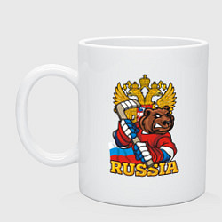 Кружка керамическая Хоккей - Russia, цвет: белый