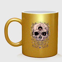 Кружка керамическая Vanguard Skull рассыпается на детальки, цвет: золотой