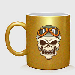 Кружка керамическая Biker - Skull, цвет: золотой