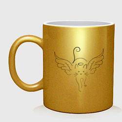 Кружка керамическая Кот Ангел и кот Дьявол, цвет: золотой