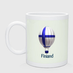Кружка керамическая 3d aerostat Finland flag, цвет: фосфор