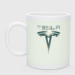 Кружка керамическая Tesla Logo Тесла Логотип Карбон, цвет: фосфор