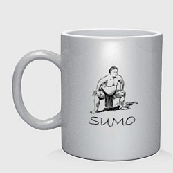 Кружка керамическая Сумо минимализм, цвет: серебряный