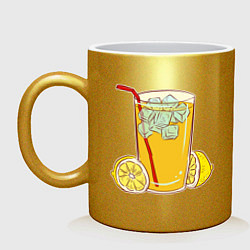 Кружка керамическая Стакан с лимонным соком, цвет: золотой