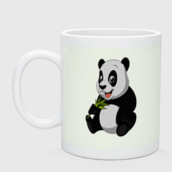 Кружка керамическая Панда ест бамбук, цвет: фосфор