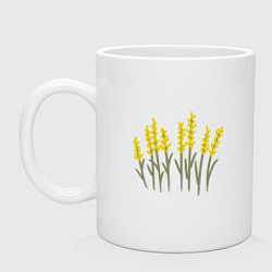 Кружка керамическая Желтые полевые цветы, цвет: белый