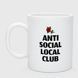 Кружка керамическая Anti social local club, цвет: белый