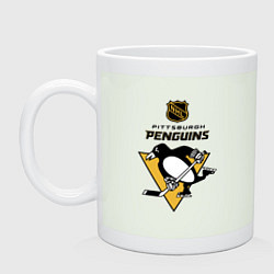 Кружка керамическая Питтсбург Пингвинз НХЛ логотип, цвет: фосфор