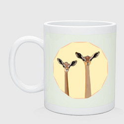 Кружка Жирафовые газели геренук на бежевом фоне
