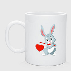 Кружка керамическая Влюблённый кролик, цвет: белый