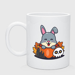 Кружка керамическая Rabbit halloween, цвет: белый