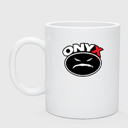 Кружка керамическая Onyx - black logo, цвет: белый