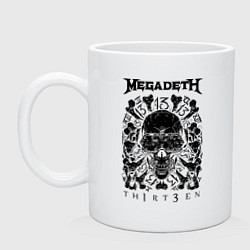Кружка керамическая Megadeth Thirteen, цвет: белый