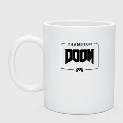 Кружка керамическая Doom gaming champion: рамка с лого и джойстиком, цвет: белый