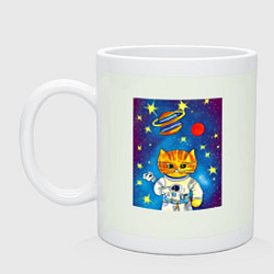 Кружка керамическая Абстрактный космический кот, цвет: фосфор