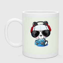 Кружка керамическая Прикольный маленький панда в очках с магнитолой, цвет: фосфор