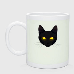 Кружка керамическая Черный кот с сияющим взглядом, цвет: фосфор