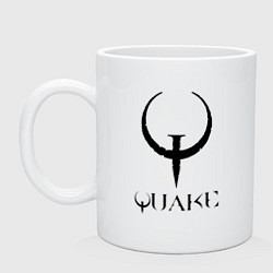 Кружка керамическая Quake I logo, цвет: белый