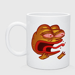 Кружка керамическая Evil Pepe sticker, цвет: белый