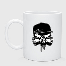 Кружка керамическая Respirator skull, цвет: белый