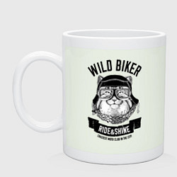 Кружка керамическая Дикий байкер манул, цвет: фосфор