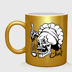 Кружка керамическая Chef skull, цвет: золотой