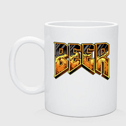 Кружка керамическая Beer doom, цвет: белый