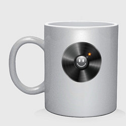 Кружка керамическая Виниловая пластинка с бомбочкой, цвет: серебряный