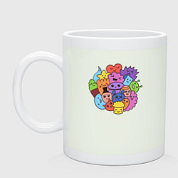 Кружка керамическая Мультяшки дудл, цвет: фосфор