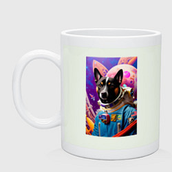 Кружка керамическая Пёс космонавт - нейросеть, цвет: фосфор