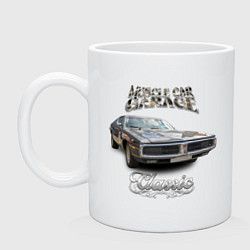 Кружка керамическая Американский масл-кар Dodge Charger, цвет: белый
