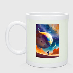 Кружка керамическая Космонавт и бескрайний космос, цвет: фосфор