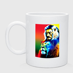Кружка керамическая Salvador Dali and lion, цвет: белый