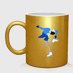 Кружка керамическая Фигуристка на льду, цвет: золотой