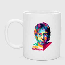 Кружка керамическая John Lennon картина абстракция, цвет: белый