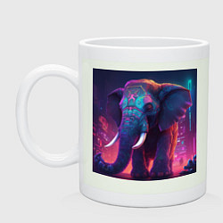 Кружка керамическая Слон в неоновом городе, цвет: фосфор